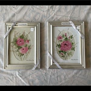 Pair of Floral Decorator Watercolor Pictures NWT